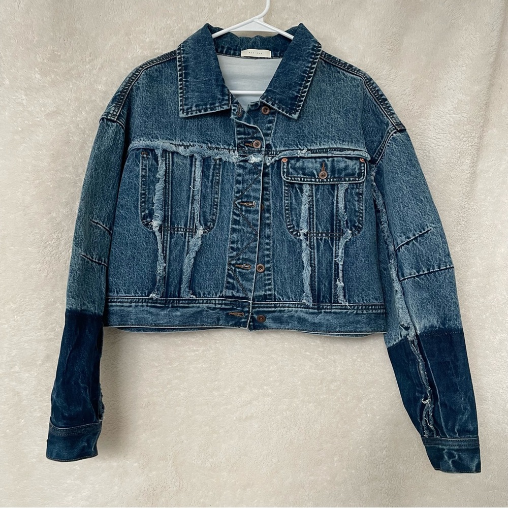 All Row Distressed Denim Cropped Jacket